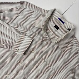 Paul Smith London Mens 16.5 L Striped Button Up Shirt Made in Italy Cotton Multi